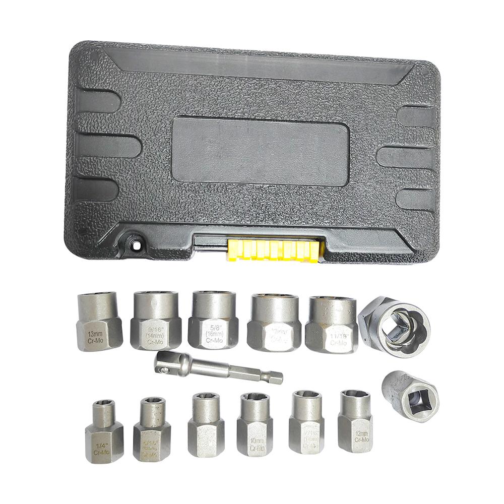 14pc damaged nut extractor slip tooth sleeve damaged screw nut removal tool accessory set