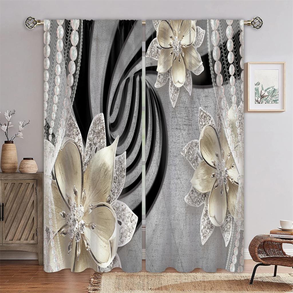Luxury Romantic Diamond Flower Lady On Sale Window Curtains Drapes for Kids Bedroom Living Room Kitchen Door Home Decor 2Pieces