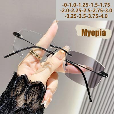 Light-sensitive Color-changing Nearsighted Glasses Without Frames Stylish And Trendy For Men Anti-blue Light Protection.3322