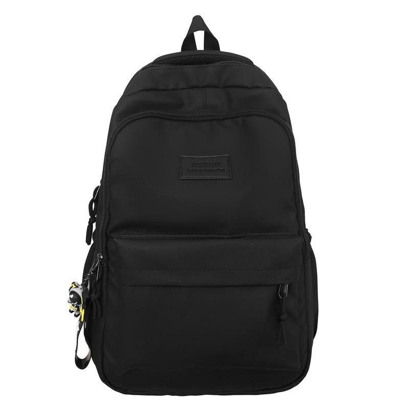 

Женский однотонный рюкзак Мужской рюкзак большой вместимости для учеников средней школы школьный рюкзак чёрный