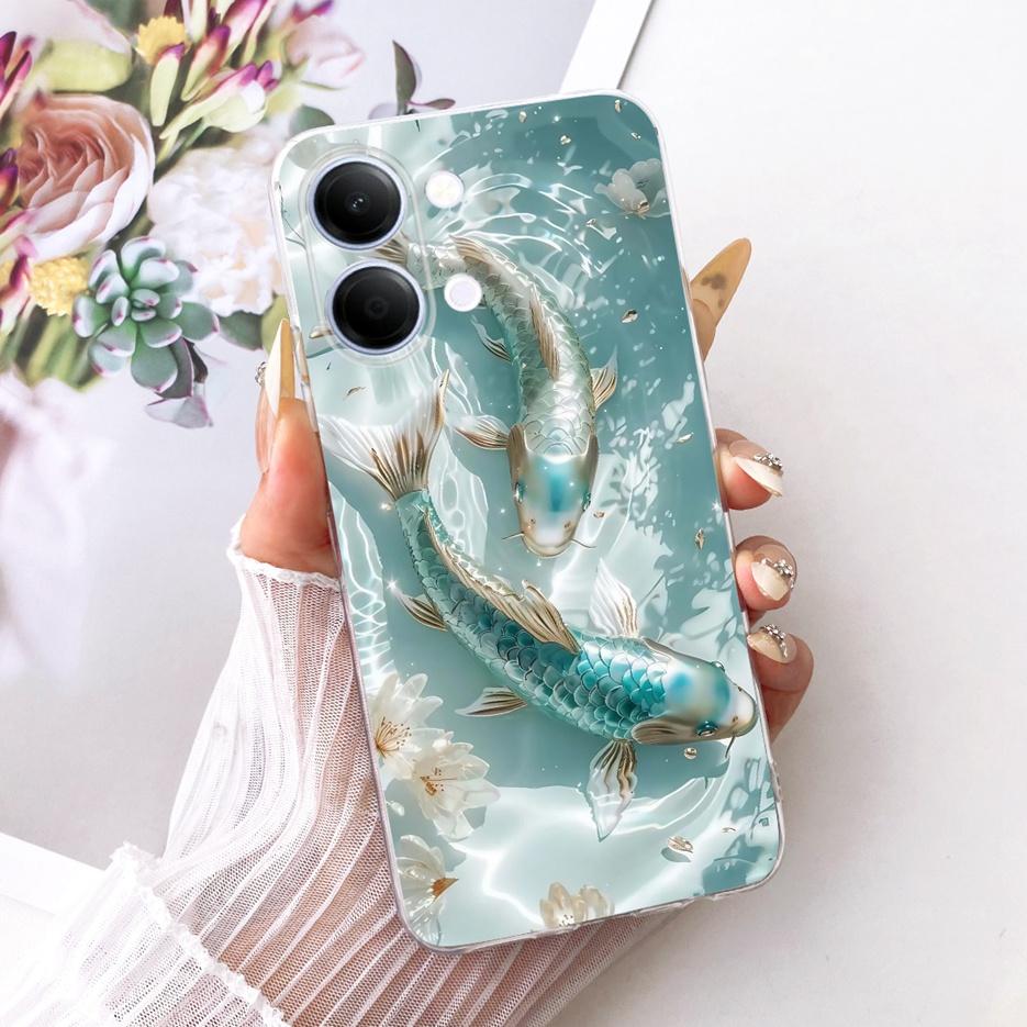 For Vivo Y05 4G Case Colorful Flowers Painted Cover Clear Silicone Soft Slim Phone Case For Vivo Y11d Y 05 VivoY05 VivoY11d Bags