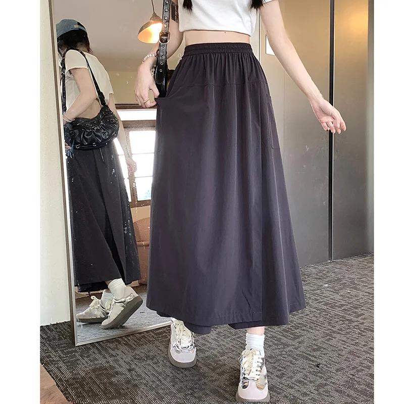 Girls Elastic High Waisted Long Pants Lady Comfortable Wide Leg Trousers Women Korean Fashion Solid Color Slacks