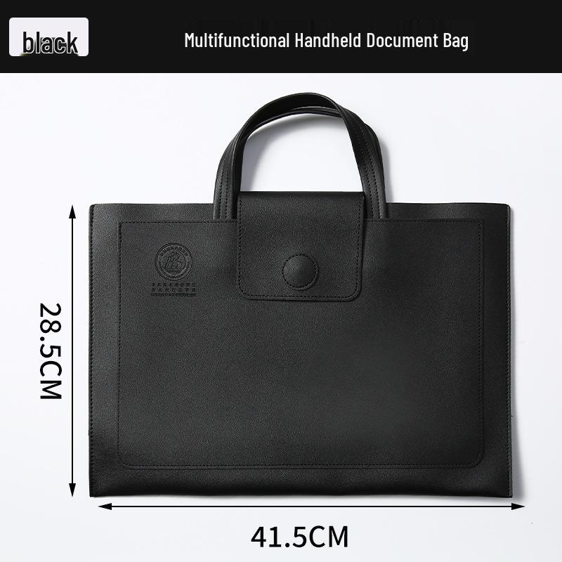 A4 Leather Business Document Briefcase - Large Capacity Custom Bag