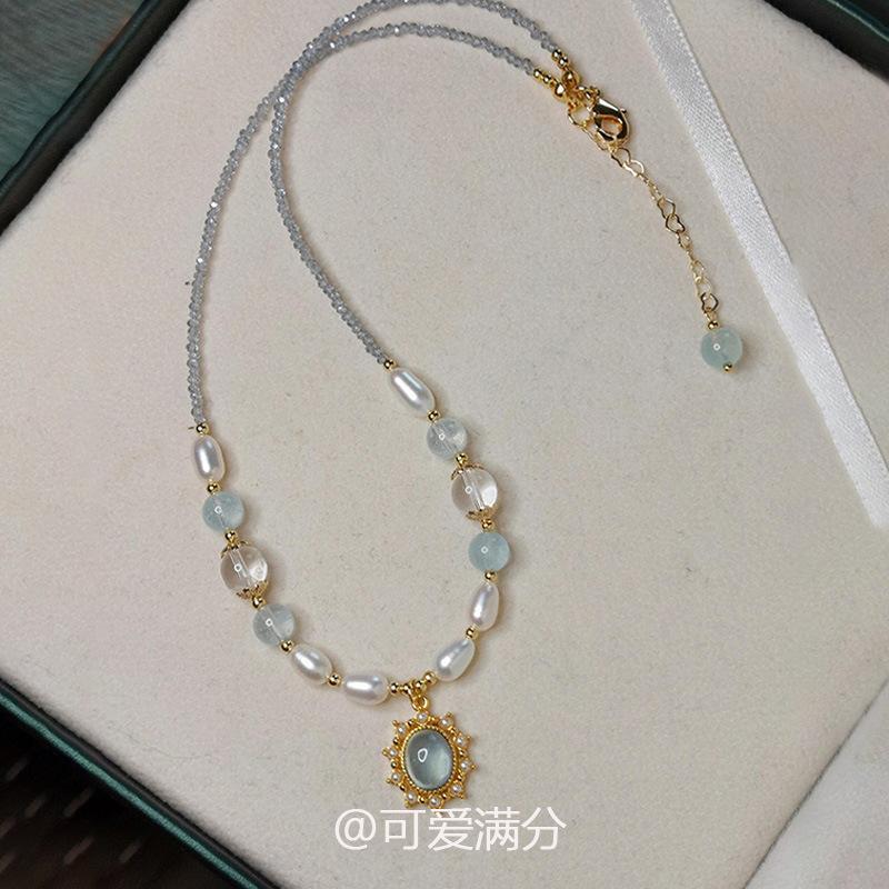 Medieval court style collarbone chain imitation crystal beaded star necklace exquisite temperament versatile fashion neck chain