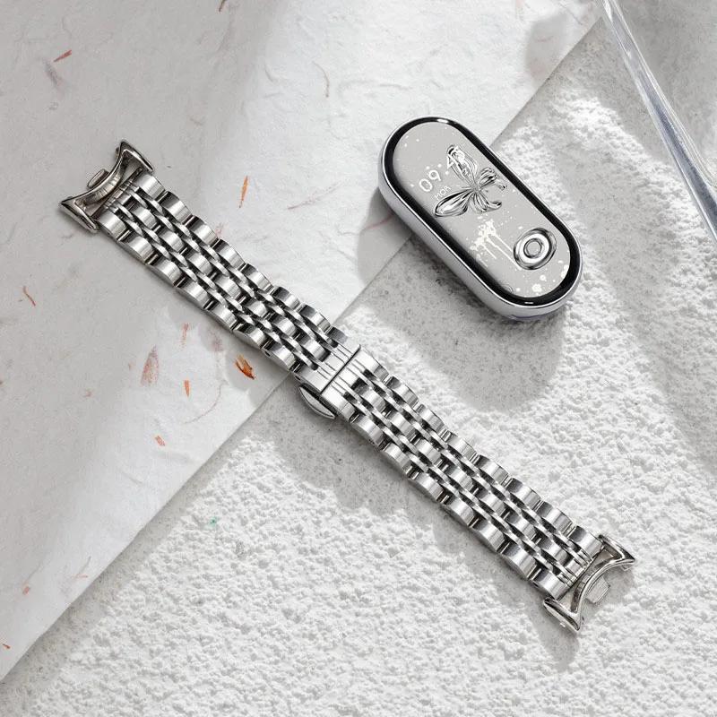 Stainless Steel Strap for Xiaomi Mi Band 10/9/8 Women Men Metal Watch Correa for Miband 8/9 Replacement Wristband Bracelet