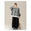 Fashionable Japanese Retro Printed Long-sleeved Shirt for Women in Autumn and Winter New Versatile Lace Splicing Loose Top
