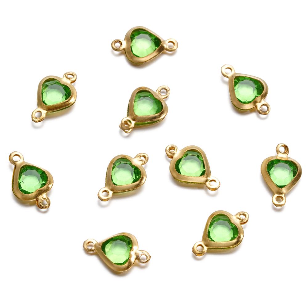 10pcs/lot Stainless Steel Crystal Love Heart Double Ring Pendants for DIY Bracelet Necklace Beads Jewelry Making Accessories