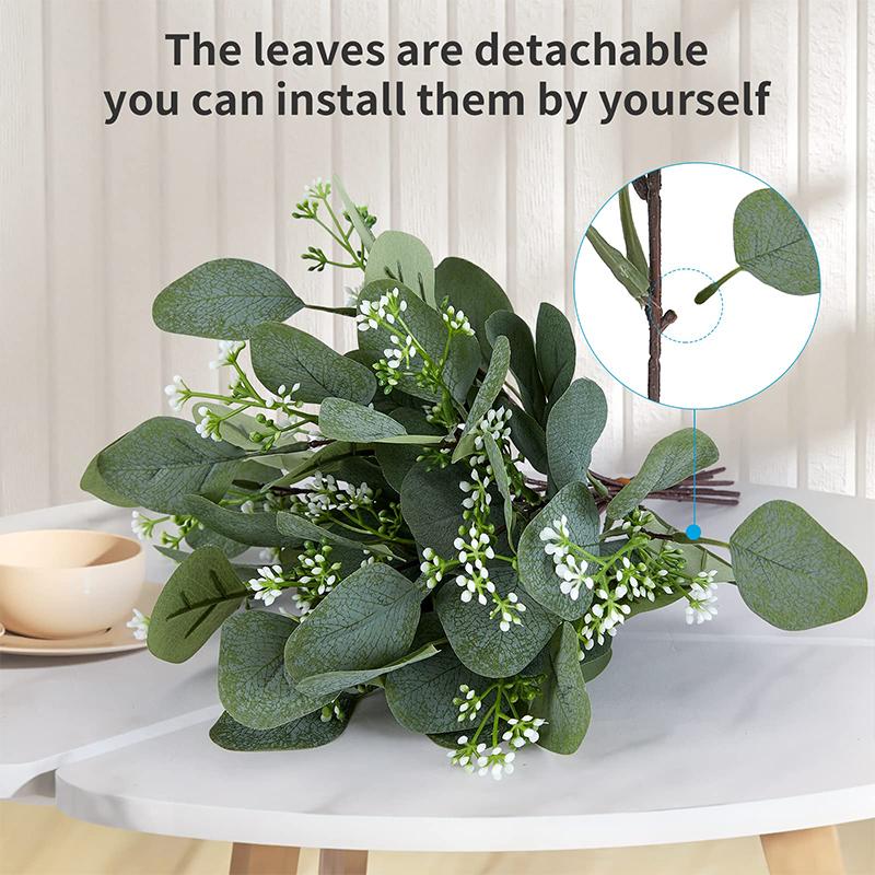 10/15pcs Artificial Flowers Mixed Artificial Oval Eucalyptus Leaves Vase Floral Wreath Bouquets Wedding Greenery Decoration