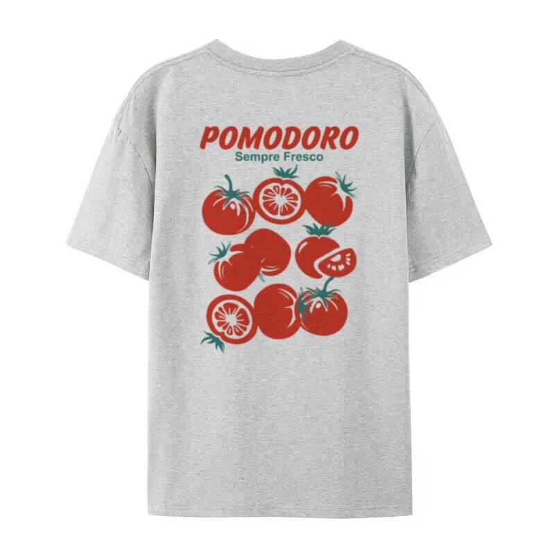 Vintage Tomato Graphic Tees Italian Pomodoro Shirt Cute Aesthetic Vegetable TShirts Women Summer Cottagecore Streetwear Tops