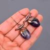 Natural Amethyst Copper Elegant February Dangle Drop Electroformed Hook Earrings V-107