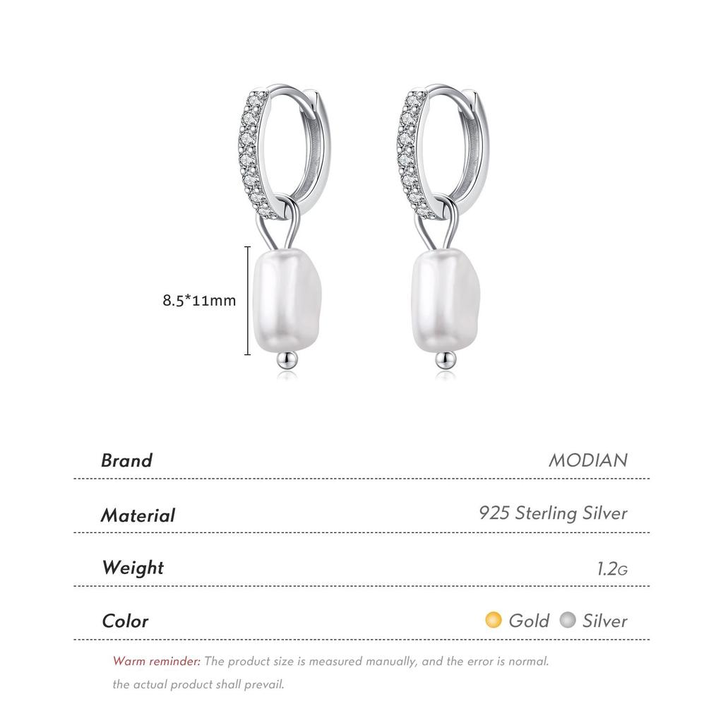 MODIAN Boucles d'oreilles créoles en argent sterling 925 avec perles baroques irrégulières, classiques et élégantes, pour femmes, fête, bijoux fins, cadeaux