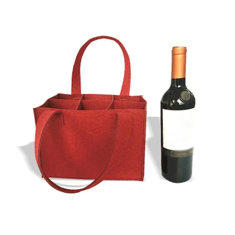 Birthday Party Storage Bag Outdoor Picnic Holder 1pc Case 25*18*16cm Organizer Felt 6-grid Beer Bottle Handbag