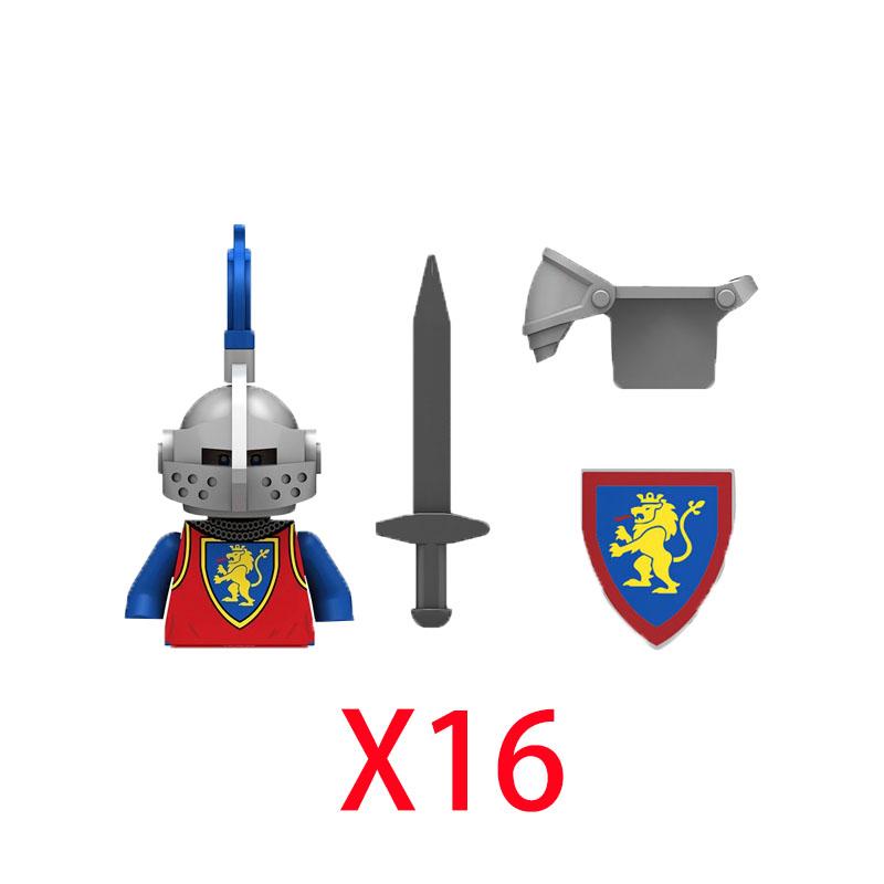 MOC Mittelalterliche Burg Rabe Schwarzer Falke Ritter Figuren Bausteine Infanterie Kriegswaffe Soldat Schild Schwert Rüstung Kinderspielzeug B143