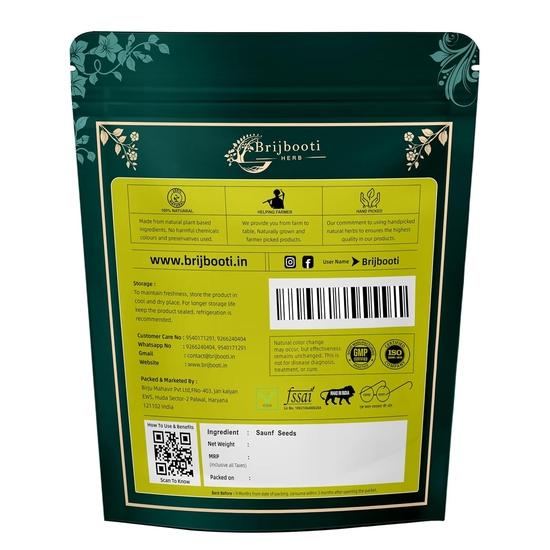 BrijBooti Fennel Seeds - Saunf Moti 100 Gr | Natural Saunf No Artificial Colours and Preservatives | FSSAI, GMP, ISO Certified