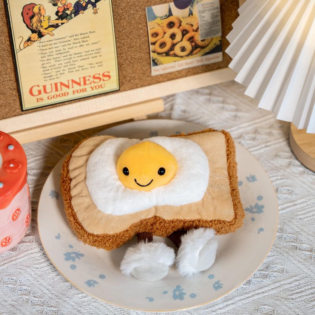 Fried Cute Egg Toast Cartoon Food Plush Toy Doll For Gifts And Room Decoration