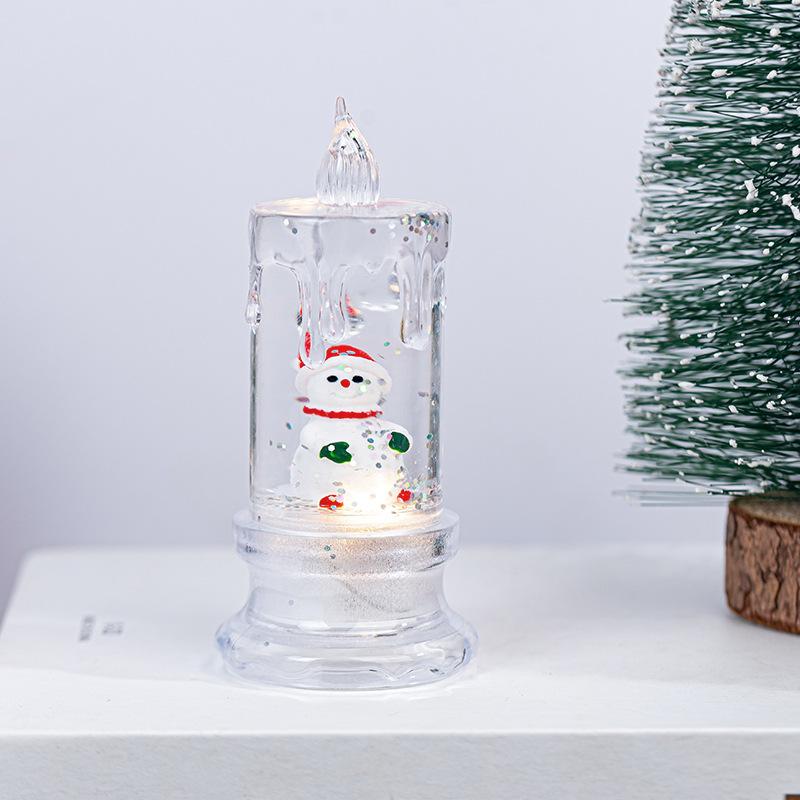 Christmas Themed Water Injection Transparent Simulation LED Electronic Candle Santa Claus Snowman Christmas Tree Snowflakes
