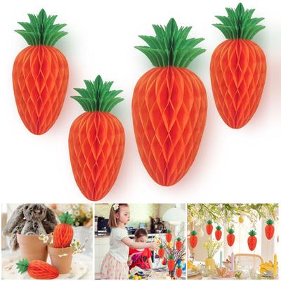 1/10Pcs Easter Carrot Ornament Mini Artificial Paper Honeycomb Carrot Hanging Decoration DIY