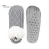 1 Pair Winter Floor Socks Thick Plush Knitted Heat Retention Anti-slip Silicone Sole V-Shaped Ribs Warm Daily Home Wear Bedroom Socks