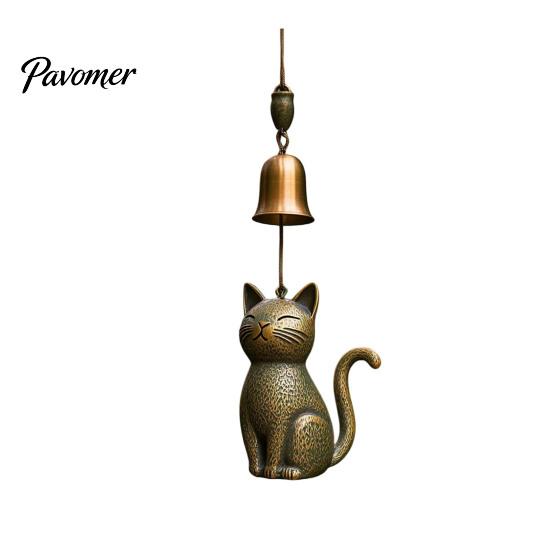 Glücksbringendes Geschenk zum Geburtstag Metallkatze Windspiel, Einzigartige Gartendekoration, Außenstatue Klingeln Exquisite Türhängeornamente Liebhaber, Windspiele Glocke