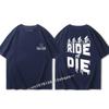 Ride Or Die Letter Print Bavlněné tričko Móda Značka Krátký rukáv Topy Unisex Ženy Léto 2023 Nová cool trička Volné Unisex oblečení