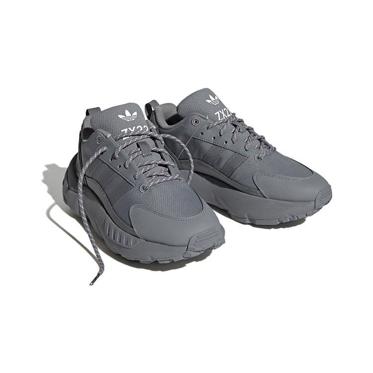 Adidas Originals ZX 22 Round Toe Lace-Up Cushioning Durable Low-Top Running Shoes Kids Sneakers Gray HQ1571