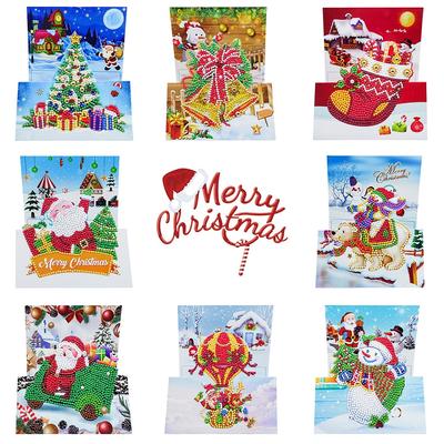 8 unids/set Navidad DIY pintura de diamantes tarjetas de felicitación 5D postales de dibujos animados niños Festival bordado tarjetas de felicitación regalos hechos a mano