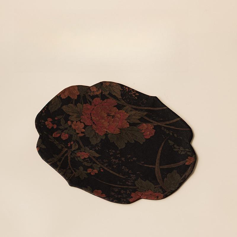 Chinese Style Begonia Edge Tea Table Mats Handmade Drink Coaster Household Dinner Table Cloth Mat Tea Ceremony Supplies Gift