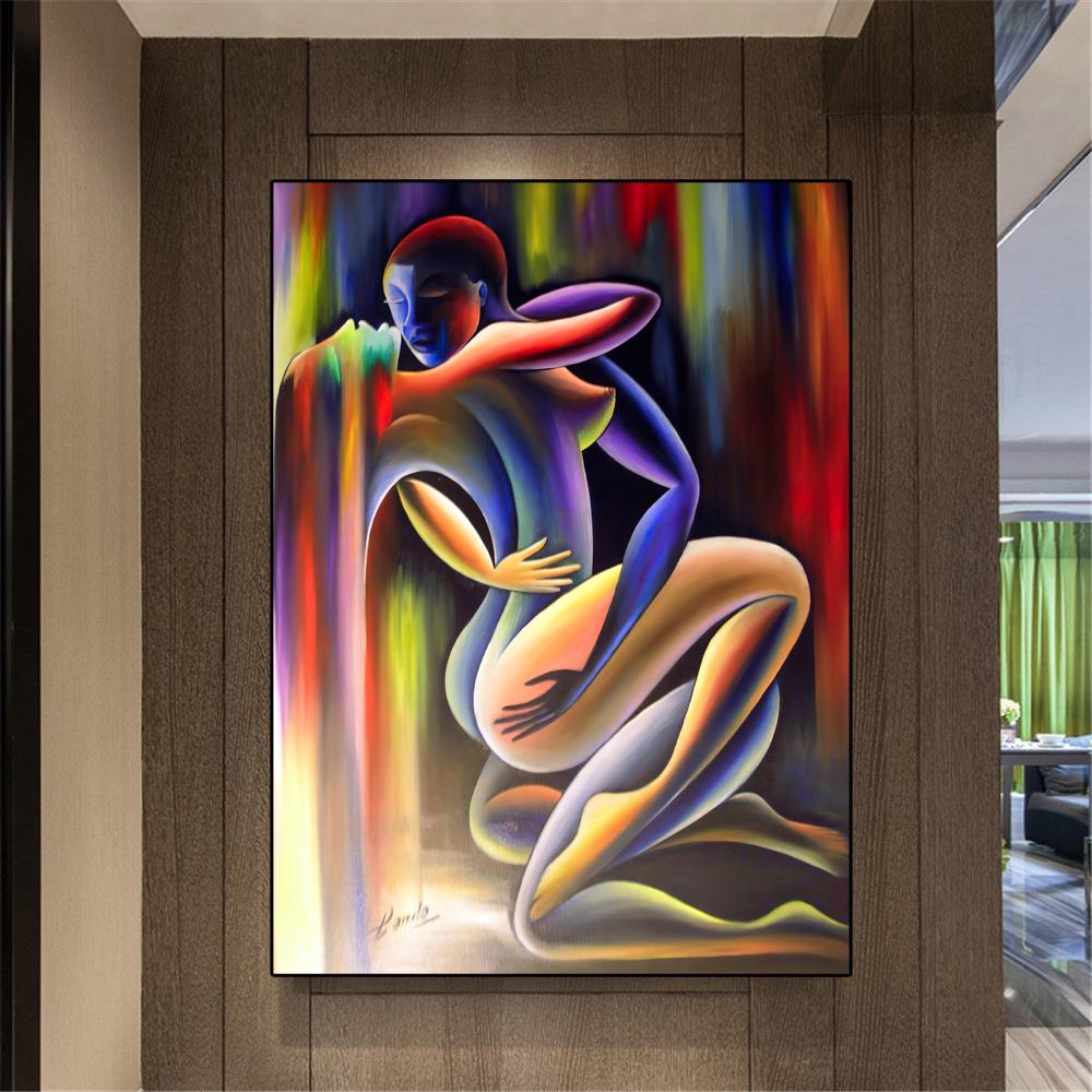 Modern Abstract Love Figure Canvas for Living Room or Bedroom - HD Decorative Mural
