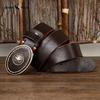 Personality Trend Wild Thick First Layer Cowhide Smooth Buckle Belt Men's Genuine Leather Buckle Retro Belt