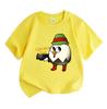 Kids Boys Girls 100% Cotton Crew Neck Short Sleeve T-Shirt, Cute Chicken with Gun Elf Pattern Casual Soft Breathable Summer Tee for Children Daily Wea