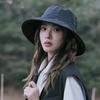 Hat women summer UV protection sun protection mountaineering outdoor quick drying bucket hat windproof rope versatile show small face