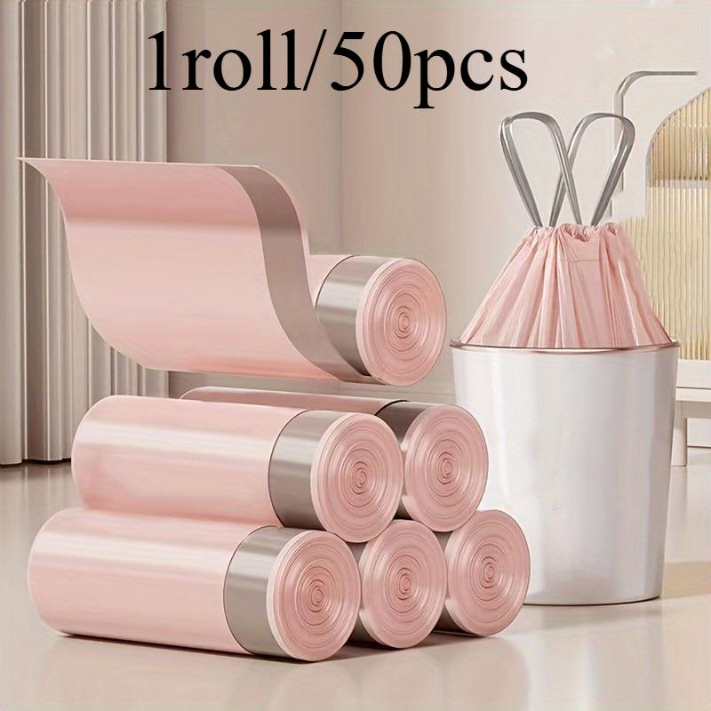 

50/100pcs Extra Thick Pink Drawstring Trash Bags - Portable Durable Trash Bags for Kitchen, Bathroom, Bedroom and Living Room