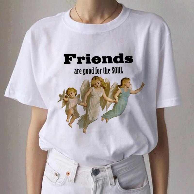 Angel Aesthetic Streetwear White Fashion Women TShirts Harajuku Short Sleeve Clothes Summer ONeck Tees Casual FeUnisex Tops