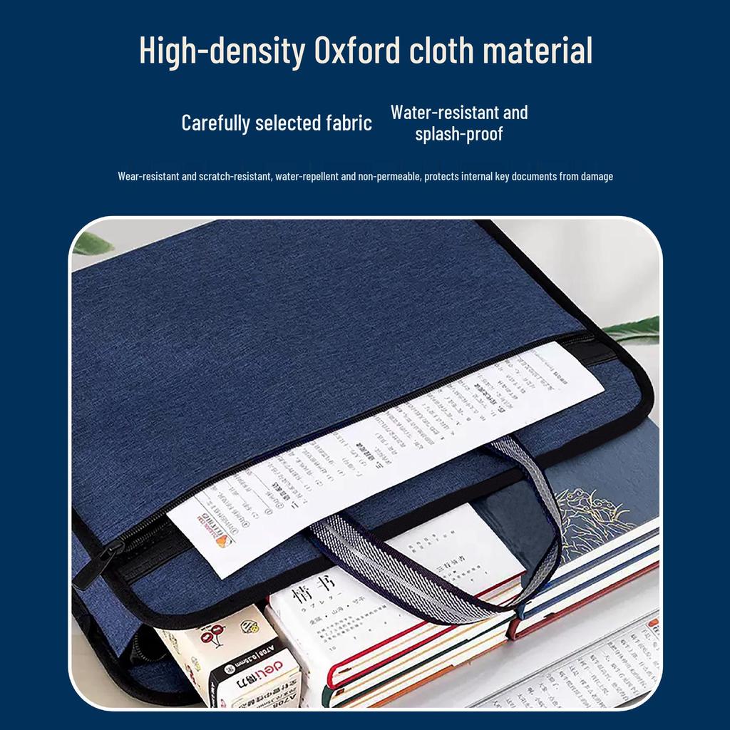 Oxford Cloth Business Briefcase: Large Zippered File & Computer Storage Bag