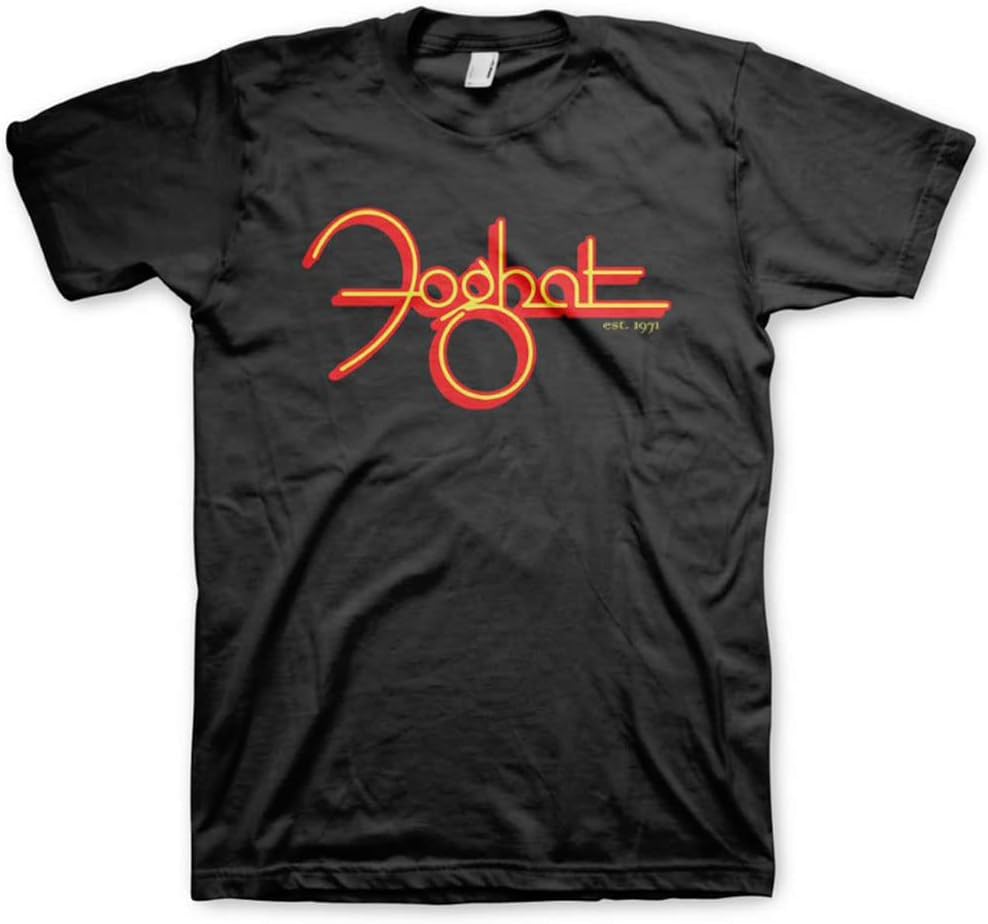 Foghat Men s Yellow and Red Logo T-Shirt Black | Officially Licensed Merchandise XXXXL