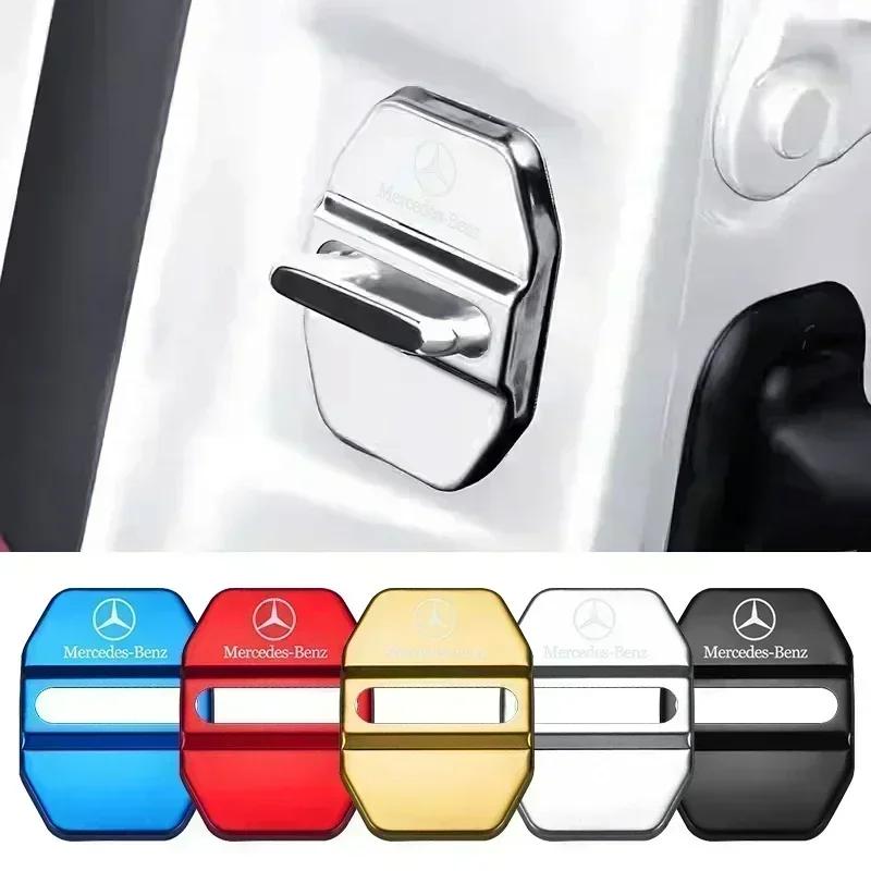 4PCS Car Door Lock Cover Protect Buckle Cover Latch Stop Anti Rust For Mercedes Benz AMG A B C E S Class GLC GLK GLE GLA CLA GLB