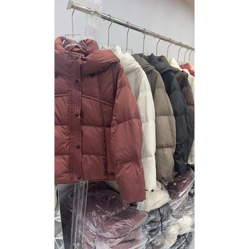 Womens Short Puffer Jacket With Hood Warm White Duck Down Coat Loose Fit Stylish Winter Outerwear