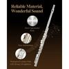 Eastar Silver-Plated 16-Hole Flute with E-Mechanism, Offset, Ring Key, and Flute Stand & Case (Silver) for Beginners