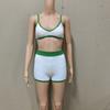 Sommer Sexy Strick Sport Shorts Sets Frauen Mode Kontrast Farbe Bodycon Hohe Taille Shorts Und Ärmellose Spaghetti Strand Bikini Shorts Anzüge frau