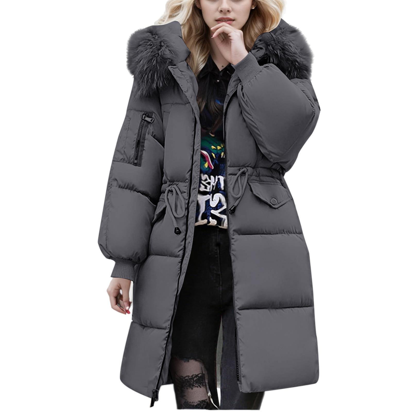 

Женская однотонная хлопковая куртка-пуховик средней длины с большим воротником и хлопковой курткой XXL