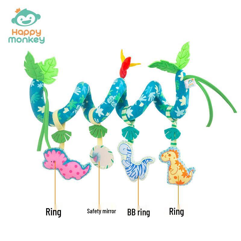 Happy Monkey Plush Hanging Crib Toy: Baby Stroller Ornament for 0-1 Year Olds