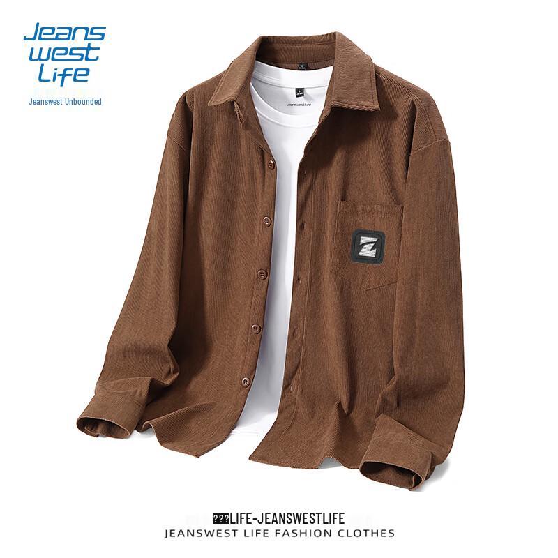 Мужская вельветовая рубашка-куртка с длинным рукавом M