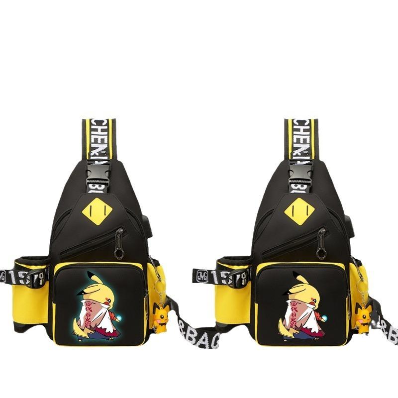 Men's Breast Bag Cartoon Animation Joint Casual Messenger Korean Version Fashion Trend Cross Bag Outdoor Shoulder Bag Small Backpack