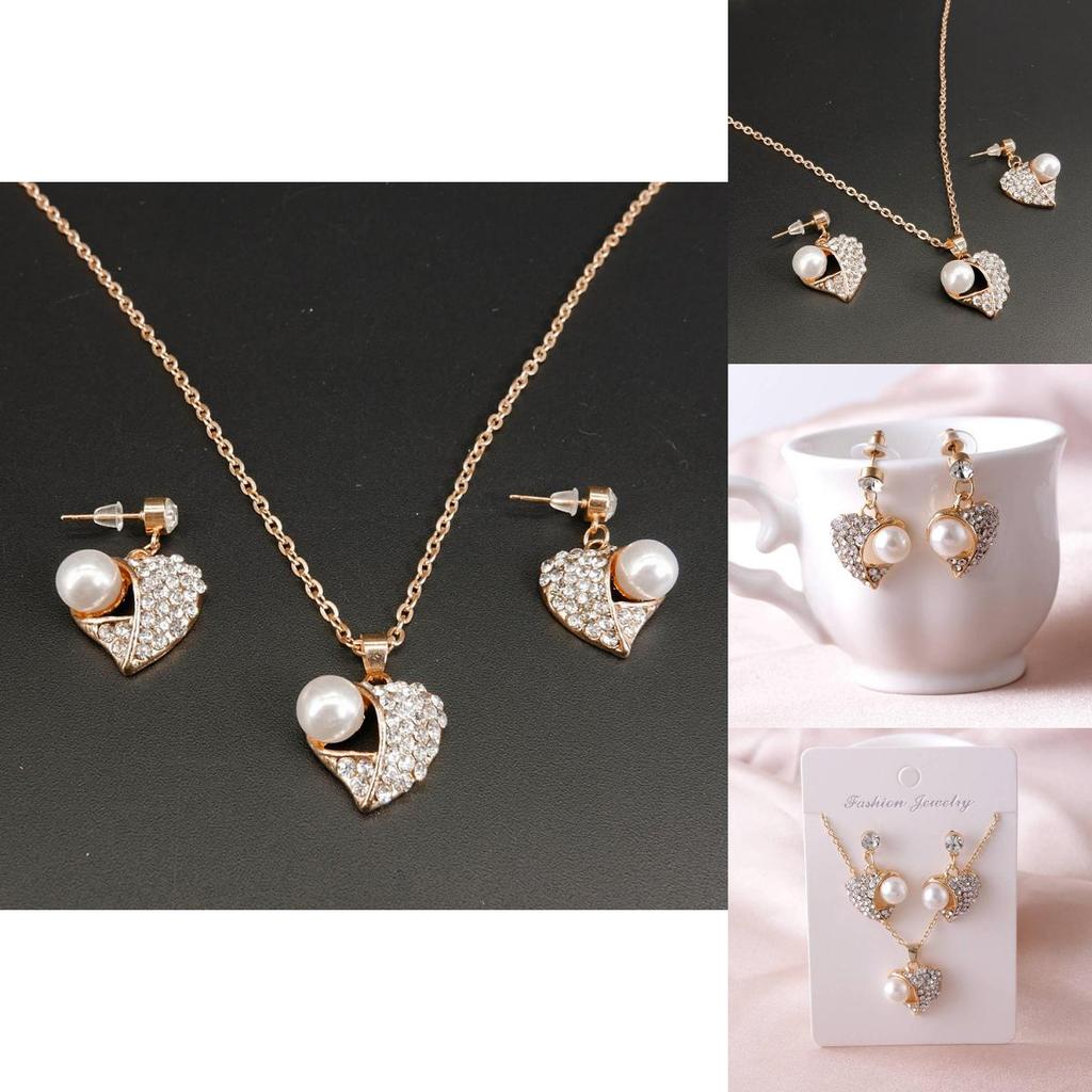 Minimalist Jewelry Set With Artificial Pearls And Water Drop Crystals For Women