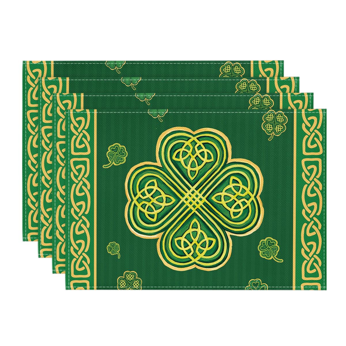 

Beige Shamrocks Stripes St. Patrick s Day Placemats Set of 4, 12x18 Inch Spring Table Mats for Party Kitchen Dining Decoration 12 x 18 , Rectangular 4 Pcs