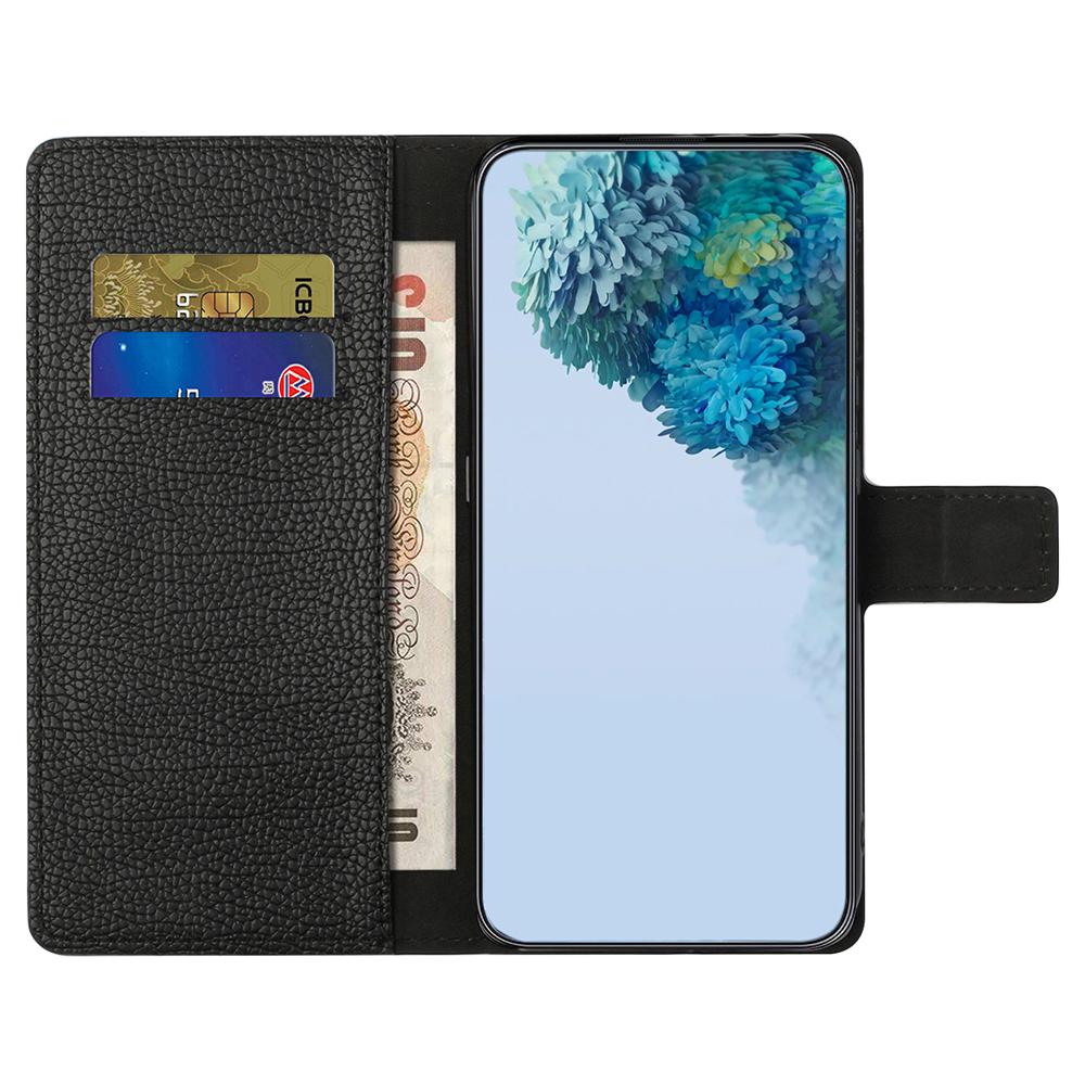 For Motorola Moto G55 5G Case PU Leather Wallet Phone Cover Litchi Texture,Black