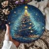 Vintage Christmas Tree Aluminum Foil Engraving Round Aluminum Sign  Ideal for Home Cafe Restaurant Garage Garden