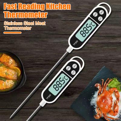 2Pcs Food Thermometer Waterproof Digital Thermometer with Long Stainless Steel Probe Backlit LCD