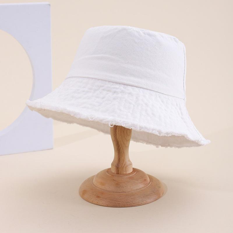 Women's Vintage Wide Brim Bucket Hat Colorful Washed Casual Bob Femme Solid Flat Top for Outdoor Street Dance Hip Hop
