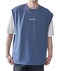 WEGO Knit Vest Ensemble Top and Short Sleeve Summer Size Blue Men's 2-Piece Set, T-Shirt, Outfit, M,